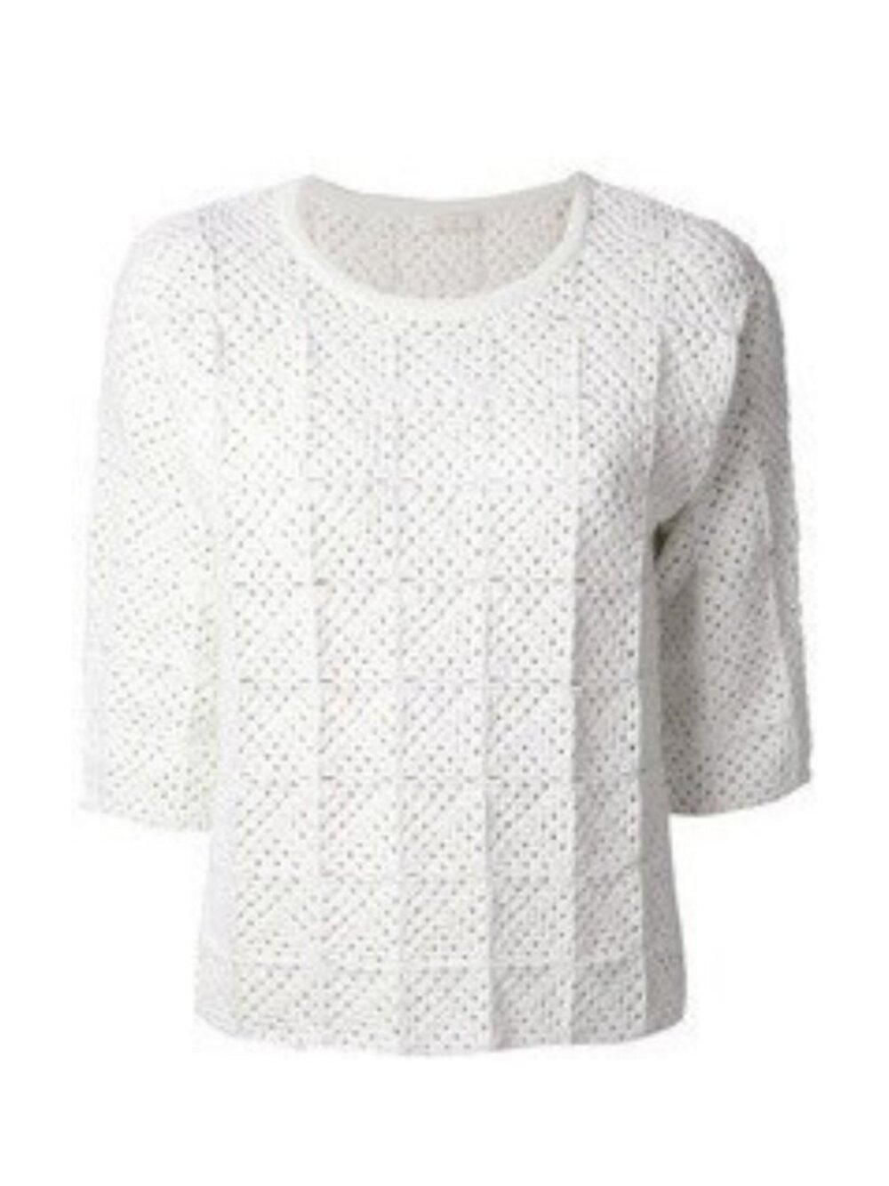 Chloe Crochet Top Long Sleeve Blouse White Size XS